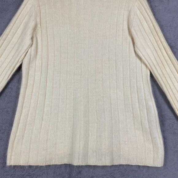 Liz Claiborne Sweater Women M Turtleneck Cream Rabbit Hair Wool Blend Soft Cozy - Picture 10 of 16